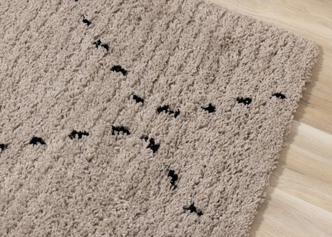 Rondo Beige Black Diamond Stitch Shag Rug by Kalora Interiors