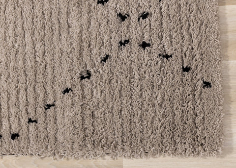 Rondo Beige Black Diamond Stitch Shag Rug by Kalora Interiors