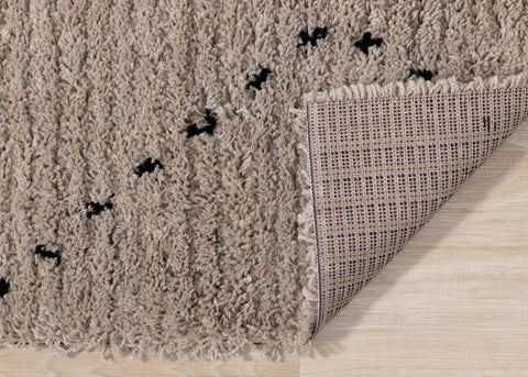 Rondo Beige Black Diamond Stitch Shag Rug by Kalora Interiors