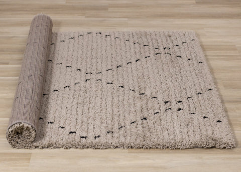 Rondo Beige Black Diamond Stitch Shag Rug by Kalora Interiors