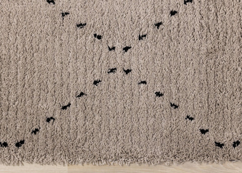 Rondo Beige Black Diamond Stitch Shag Rug by Kalora Interiors