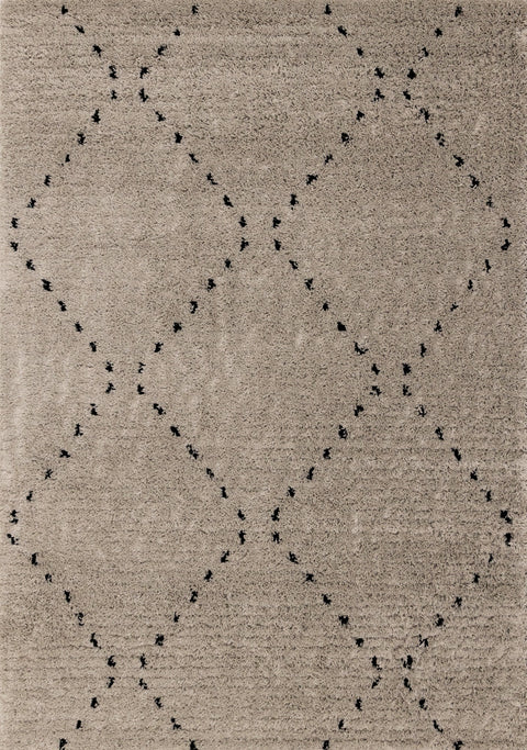 Rondo Beige Black Diamond Stitch Shag Rug by Kalora Interiors