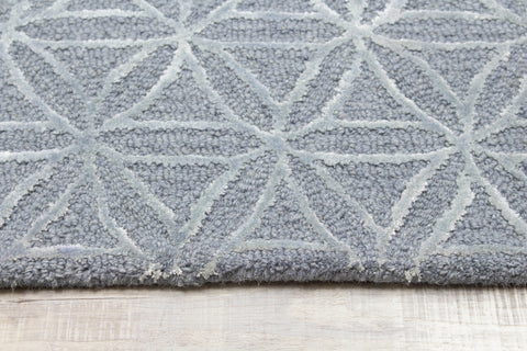 Royal 7183B Blue Handtufted Triangles Rug By Kalora Interiors