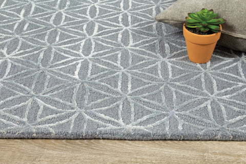 Royal 7183B Blue Handtufted Triangles Rug By Kalora Interiors
