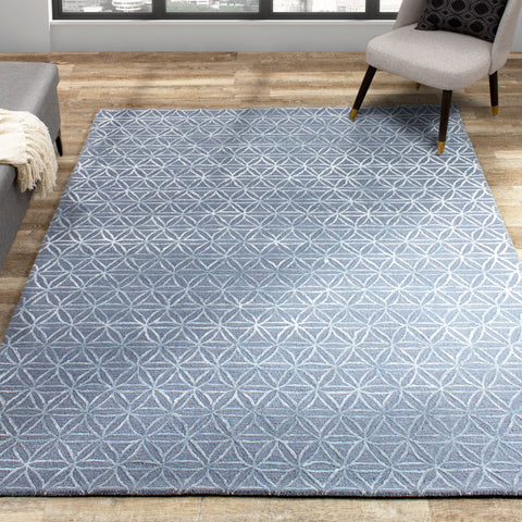 Royal 7183B Blue Handtufted Triangles Rug By Kalora Interiors