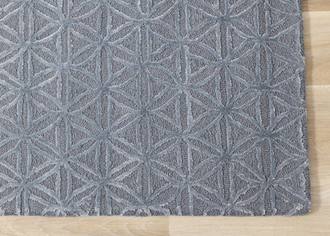 Royal Blue Hand Tufted Triangles Rug by Kalora Interiors