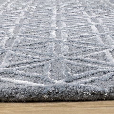 Royal Blue Hand Tufted Triangles Rug by Kalora Interiors