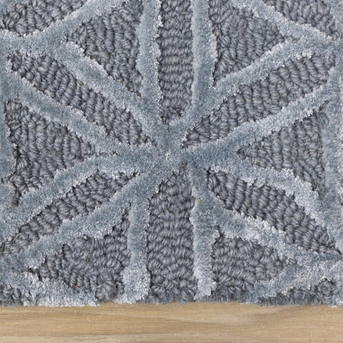 Royal Blue Hand Tufted Triangles Rug by Kalora Interiors