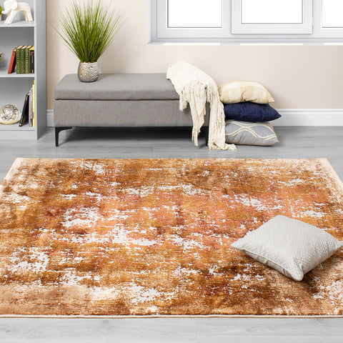 Sabine Orange Cream Distressed Rug by Kalora Interiors