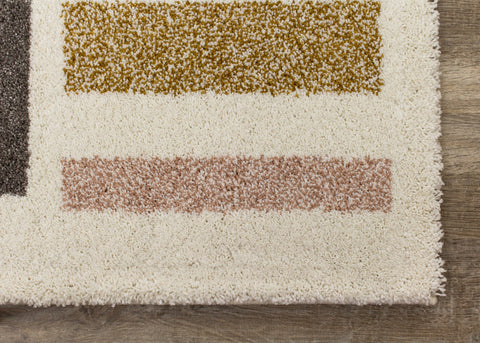 Sable Cream Purple Yellow Blocks Rug by Kalora Interiors