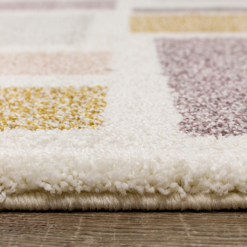 Sable 2053_T917 Cream Purple Yellow Blocks Rug By Kalora Interiors