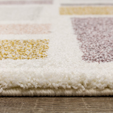 Sable Cream Purple Yellow Blocks Rug by Kalora Interiors