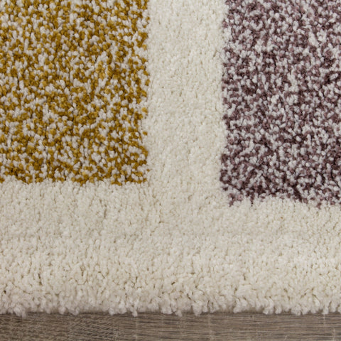 Sable Cream Purple Yellow Blocks Rug by Kalora Interiors