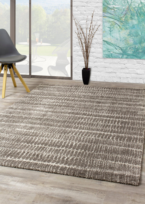 Sable 6901_G240 Grey/White Striped Cords Area Rug by Kalora Interiors