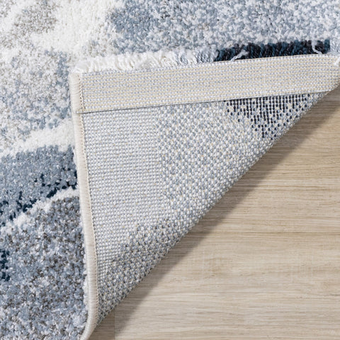 Sable Grey Cream Blue Floral Pattern Rug by Kalora Interiors