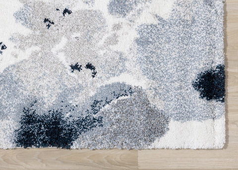 Sable Grey Cream Blue Floral Pattern Rug by Kalora Interiors