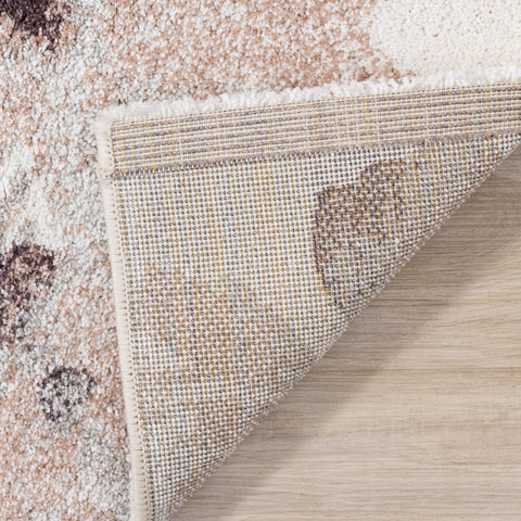 Sable Cream Grey Pink Flowers Rug by Kalora Interiors