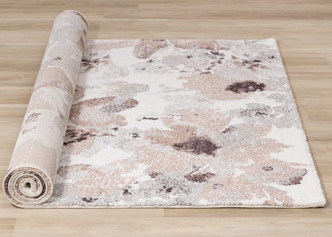 Sable Cream Grey Pink Flowers Rug by Kalora Interiors