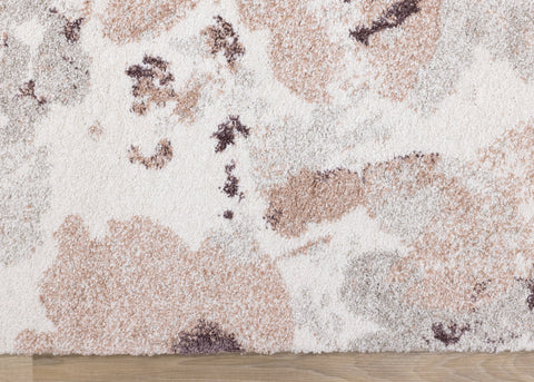 Sable Cream Grey Pink Flowers Rug by Kalora Interiors