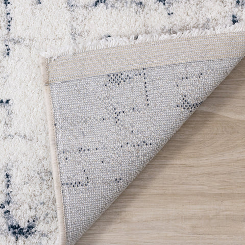 Sable Cream Blue Soft Grid Rug by Kalora Interiors