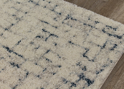 Sable 9813_P316 Cream Blue Soft Grid Rug By Kalora Interiors