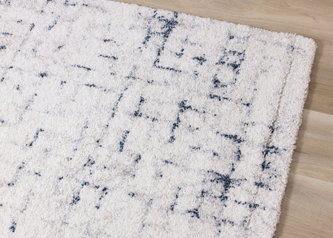 Sable Cream Blue Soft Grid Rug by Kalora Interiors