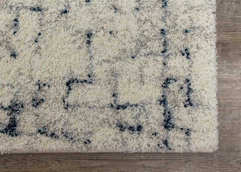 Sable 9813_P316 Cream Blue Soft Grid Rug By Kalora Interiors