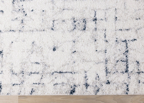 Sable Cream Blue Soft Grid Rug by Kalora Interiors