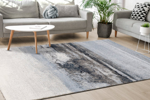 Sable Blue Cream Misty River Rug by Kalora Interiors