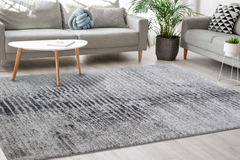 Sable Grey Cream Zebra Ripple Rug by Kalora Interiors