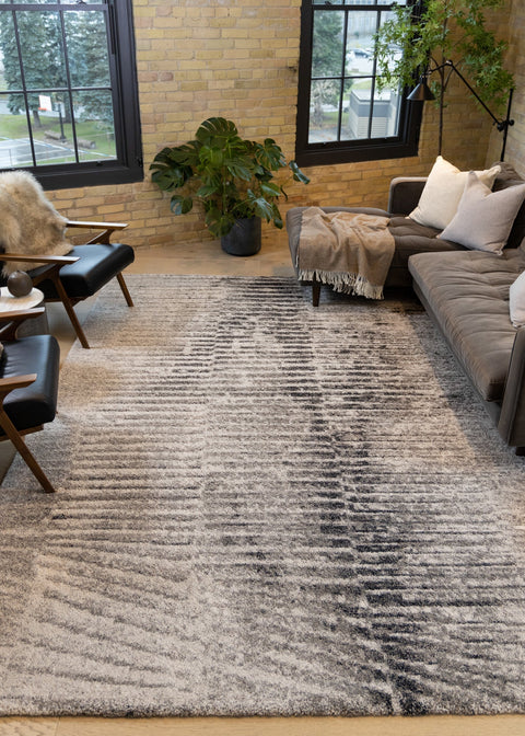 Sable Grey Cream Zebra Ripple Rug by Kalora Interiors