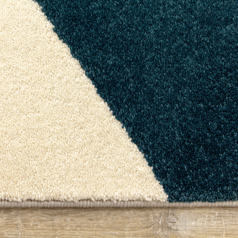 Safi 5588_X164 Grey Teal Yellow Geometric Area Rug by Kalora Interiors