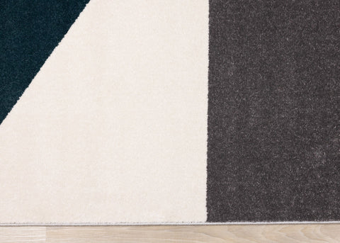 Safi Grey Blue Large Geometry Rug by Kalora Interiors