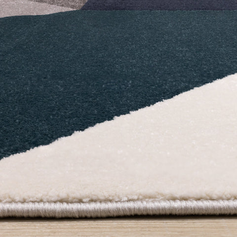 Safi Grey Blue Large Geometry Rug by Kalora Interiors