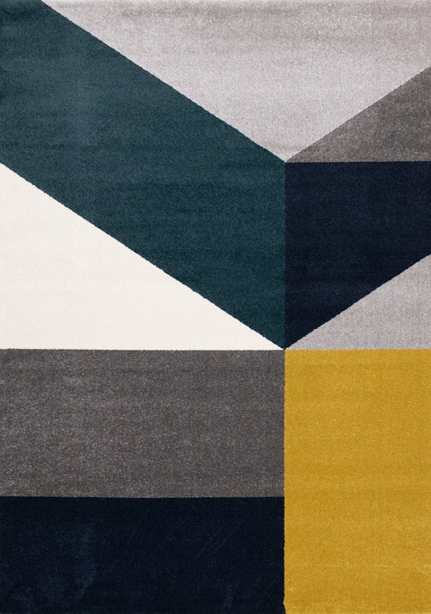 Safi Grey Blue Large Geometry Rug by Kalora Interiors