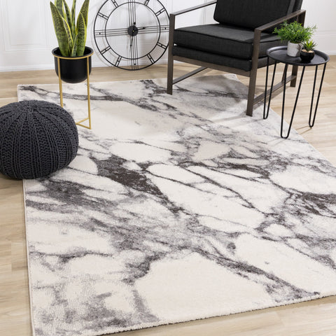 Safi Cream Grey Marble Profile Rug by Kalora Interiors