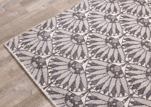 Safi Grey Cream Art Deco Rug by Kalora Interiors