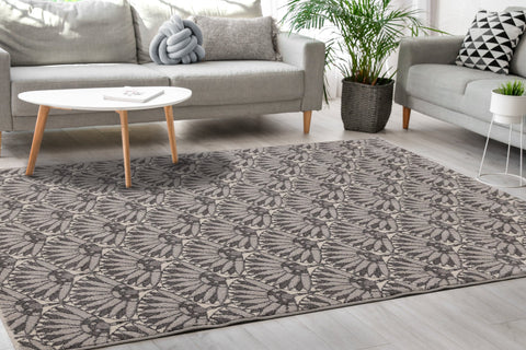 Safi Grey Cream Art Deco Rug by Kalora Interiors