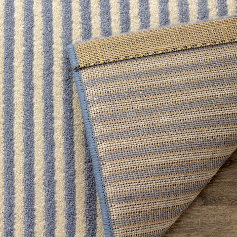 Safi Blue Cream Blocks Stripes Rug by Kalora Interiors