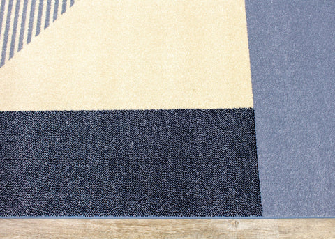 Safi Blue Cream Blocks Stripes Rug by Kalora Interiors