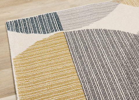 Safi Cream Grey Multi Coloured Circles Rug by Kalora Interiors