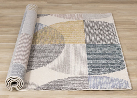 Safi Cream Grey Multi Coloured Circles Rug by Kalora Interiors