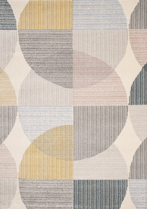 Safi 9524_X101 Cream Circles Area Rug by Kalora Interiors