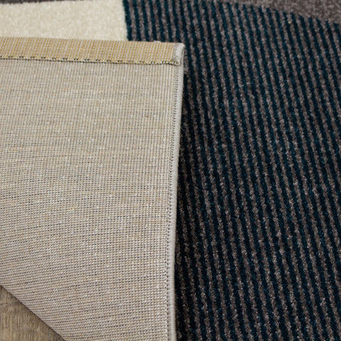 Safi Grey Blue Blocks Round Edges Rug by Kalora Interiors