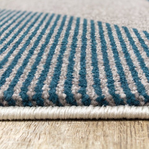 Safi Grey Blue Blocks Round Edges Rug by Kalora Interiors