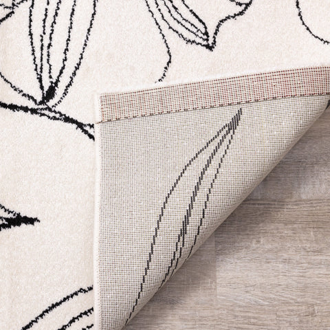 Safi Cream Grey Flower Rug by Kalora Interiors