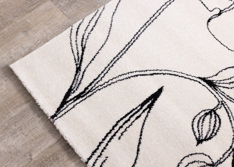 Safi Cream Grey Flower Rug by Kalora Interiors