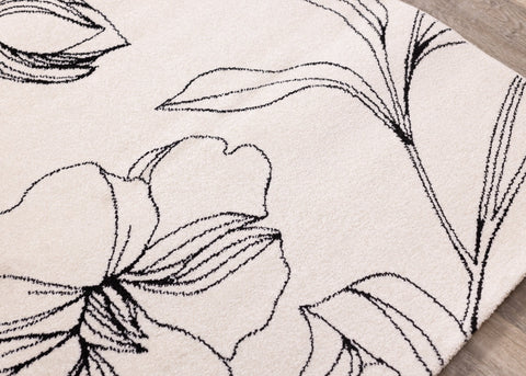 Safi Cream Grey Flower Rug by Kalora Interiors