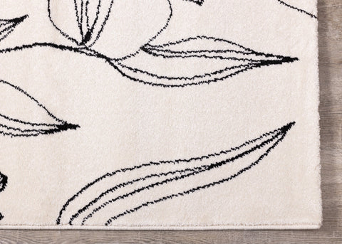 Safi Cream Grey Flower Rug by Kalora Interiors