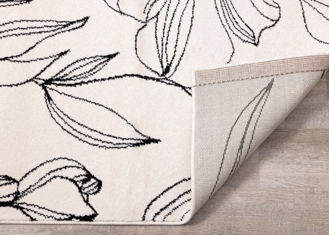 Safi Cream Grey Flower Rug by Kalora Interiors